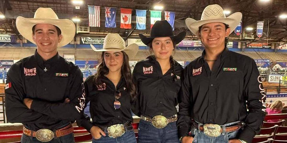 Pablo Múzquiz (Coahuila), Victoria Pineda (Tamaulipas), Sandy Villarreal (Nuevo León) e Israel Pérez (Coahuila) se encuentran en la competencia National Junior High Finals Rodeo, en Oklahoma.