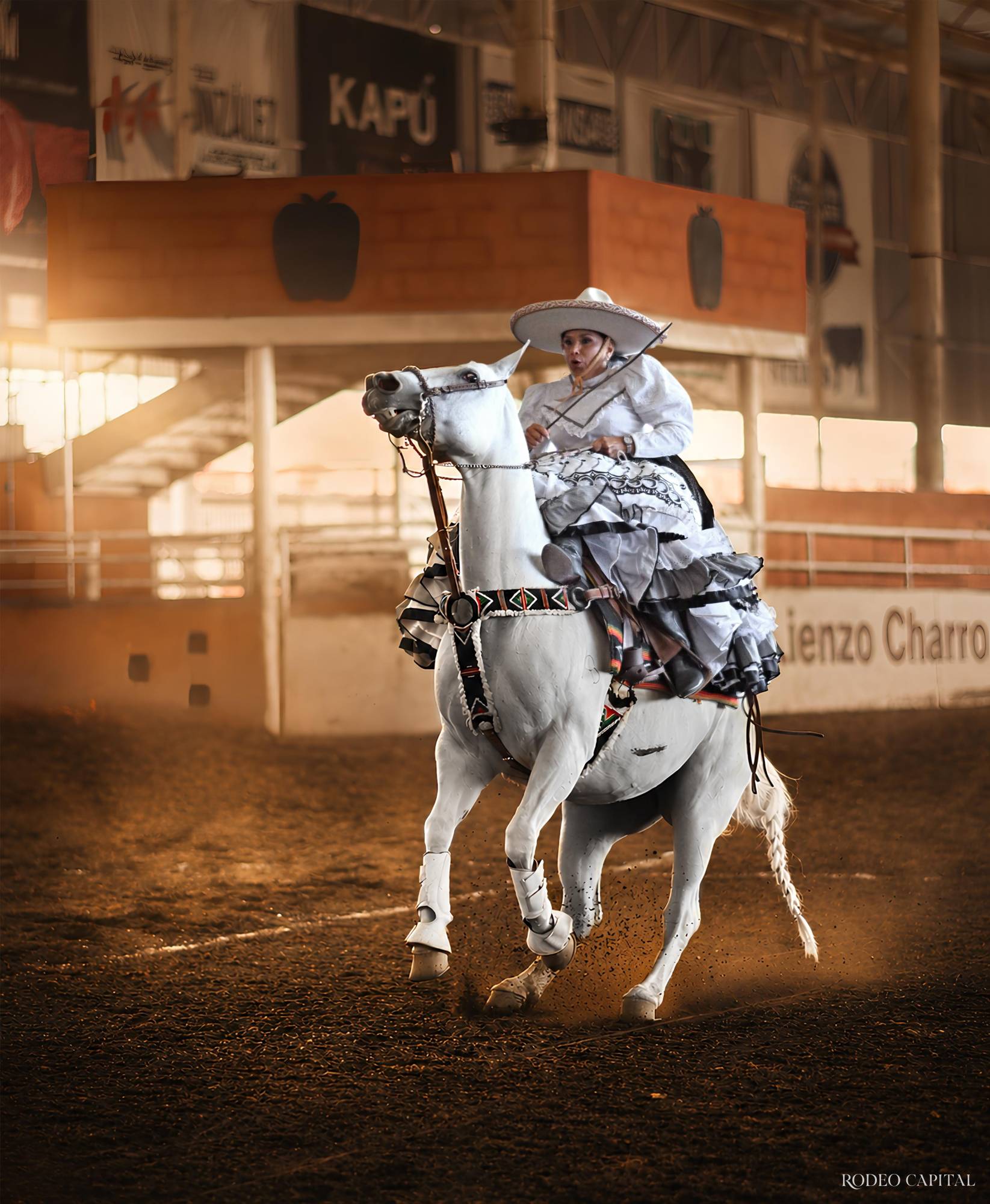 $!Nube , uno de sus compañeros de aventura en la escaramuza. FOTO: OMAR SAUCEDO / LOCACIÓN: LIENZO CHARRO EL REGALO