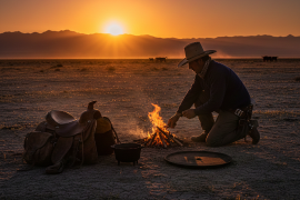 Para los vaqueros, el fuego no es solo para calentarse, es el alma del campamento.