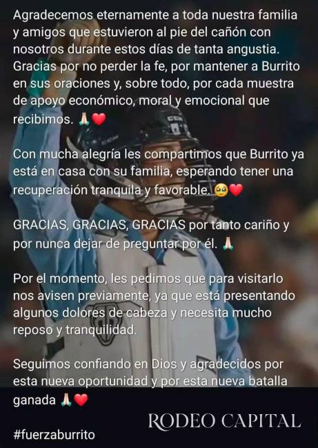 $!Se recupera en casa ‘El Burrito’ tras ser pisado por un toro