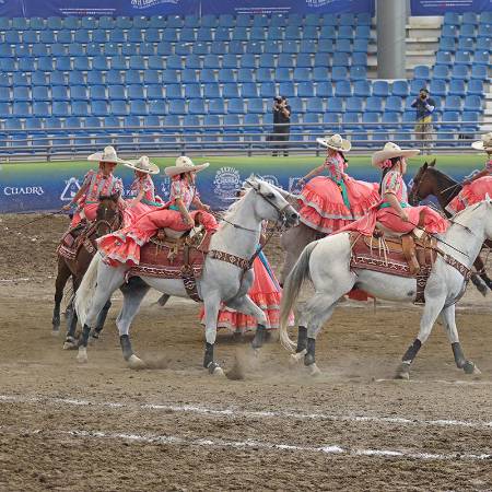 Cuatro escaramuzas coahuilenses se instalaron en las finales de las categorías Dientes de Leche, Infantil B e Infantil A. FOTO: CORTESÍA FEDERACIÓN MEXICANA DE CHARRERÍA
