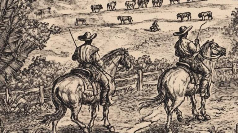 La ley conocida como La Mesta consistía en la obligación de realizar una vez al año un rodeo para buscar animales extraviados y regresarlos a sus propietarios.