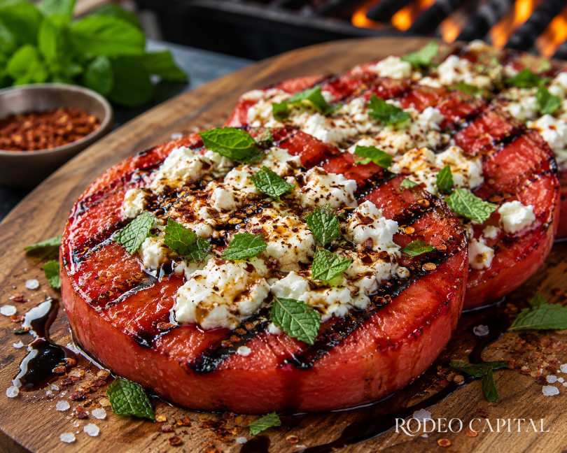 $!Sandía a la parrilla con queso de cabra y piquín.