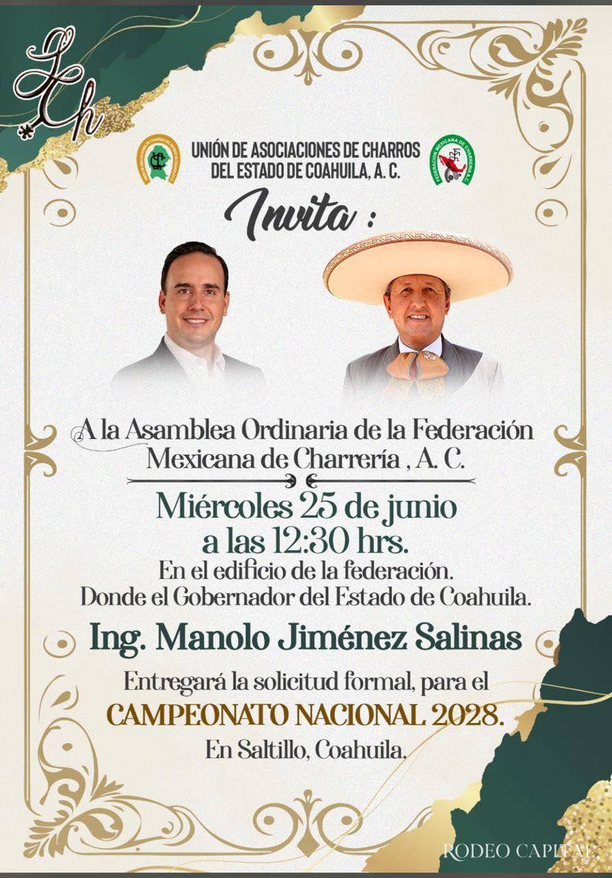 $!Manolo Jiménez quiere traerse al Nacional Charro 2028 a Coahuila ¡Con nuevo recinto incluido!