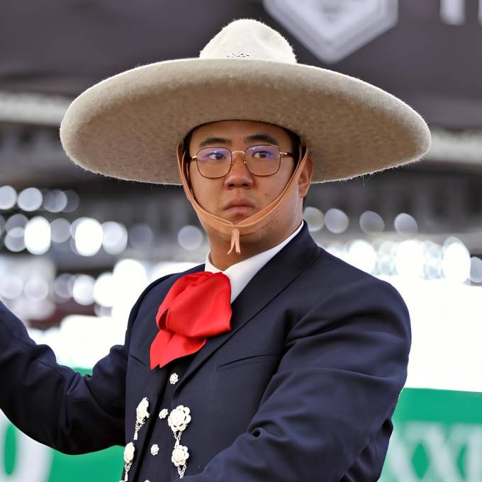 El estandarte de la Federación Mexicana de Charrería en sus manos fue una de las sorpresas que marcaron su primera participación en el Nacional charro.